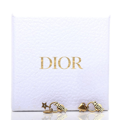 Christian Dior Metal Heart Star J'adior Drop Earrings Antique Gold 5 of 5
