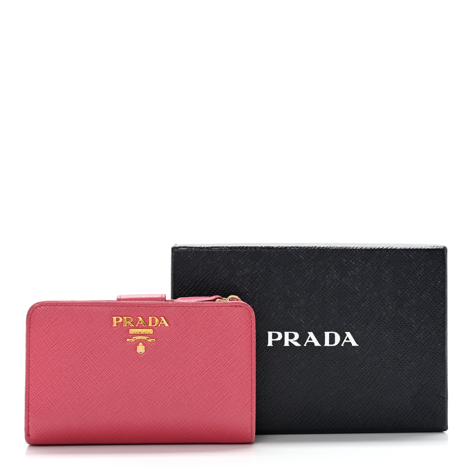 Prada Saffiano Metal Compact Wallet Peonia 13 of 13