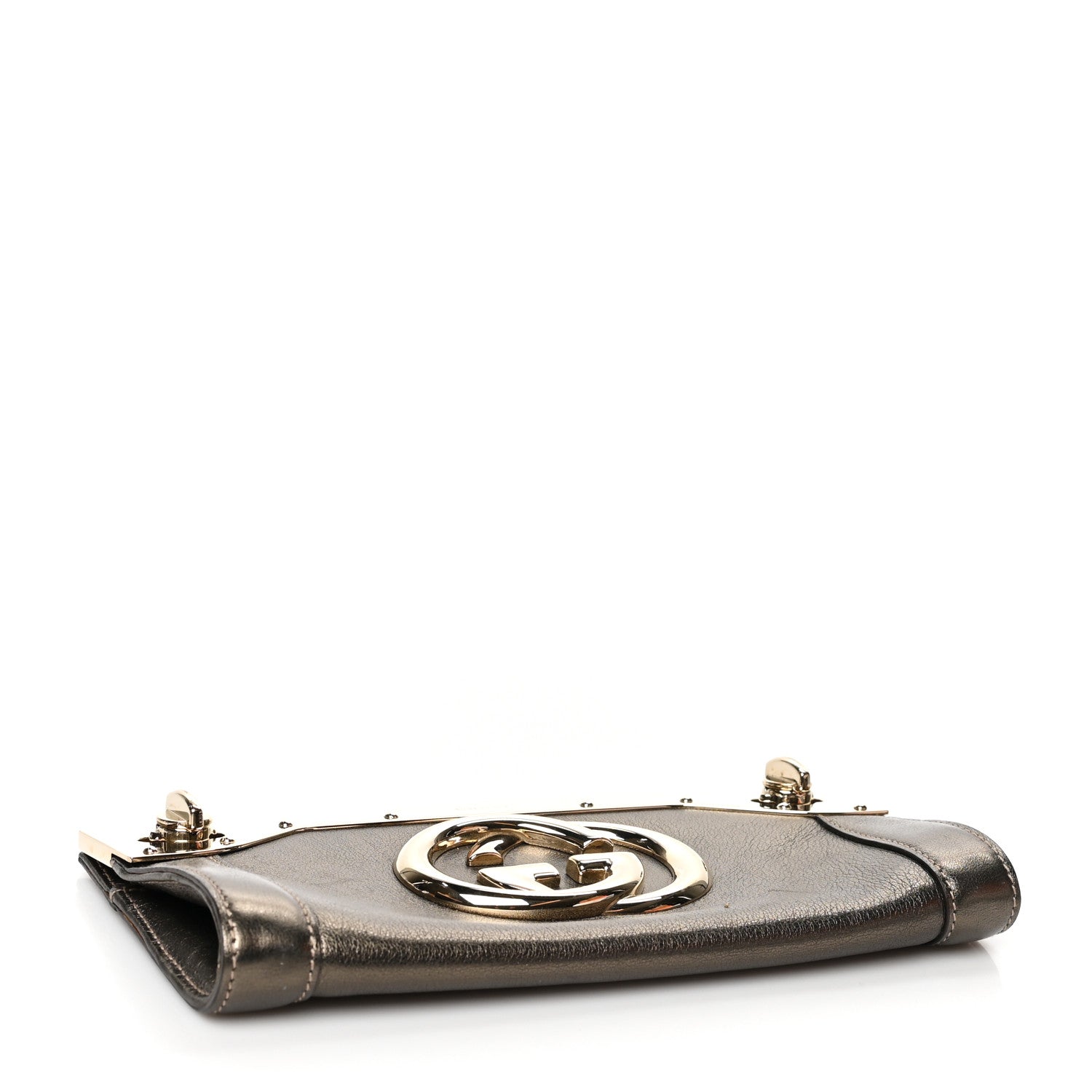 Gucci Metallic Calfskin Britt Clutch Pewter 4 of 9