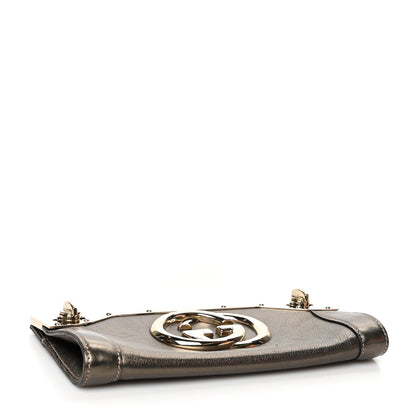 Gucci Metallic Calfskin Britt Clutch Pewter 4 of 9