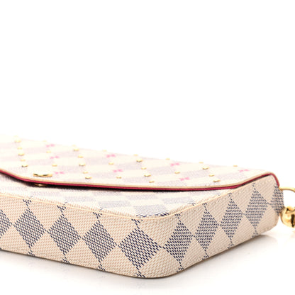 Louis Vuitton Damier Azur Studded Pochette Felicie Chain Wallet Fuchsia 10 of 10