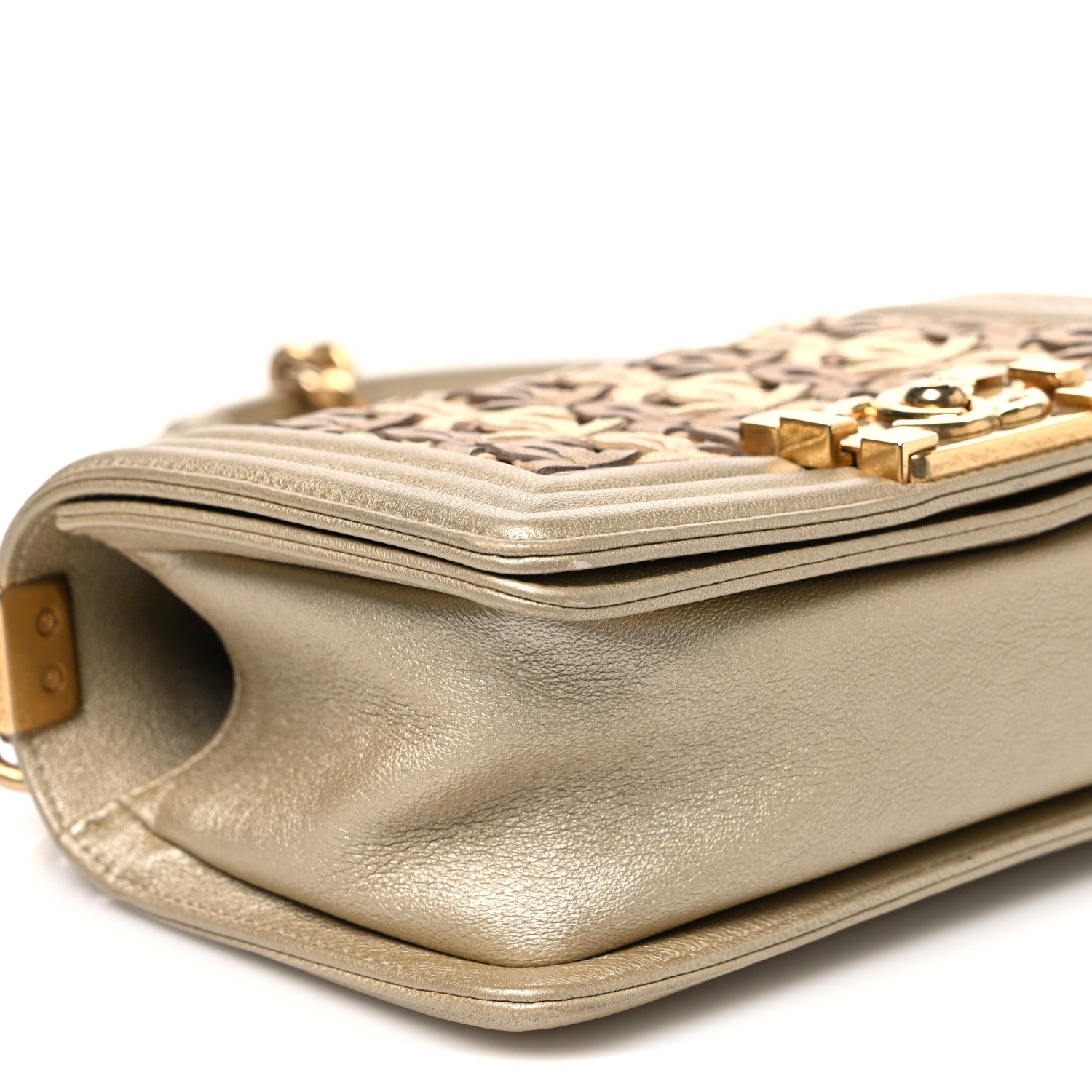 Chanel Metallic Lambskin Small Golden CC Boy Flap Gold 9 of 10