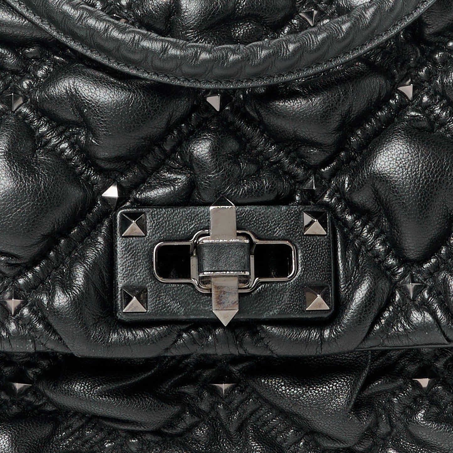 Nappa Medium Spikeme Shoulder Bag Black