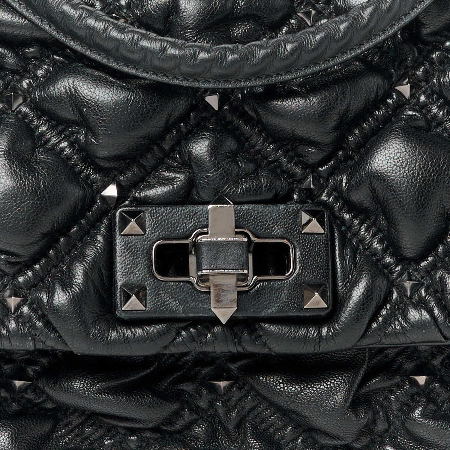 Valentino Garavani Nappa Medium Spikeme Shoulder Bag Black 9 of 11