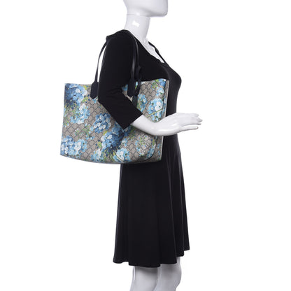 Gucci GG Supreme Monogram Blooms Medium Reversible Tote Beige Blue Navy 2 of 12