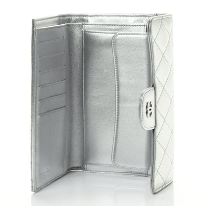 Chanel Metallic Lambskin Quilted Long Flap Wallet Silver 4 of 4