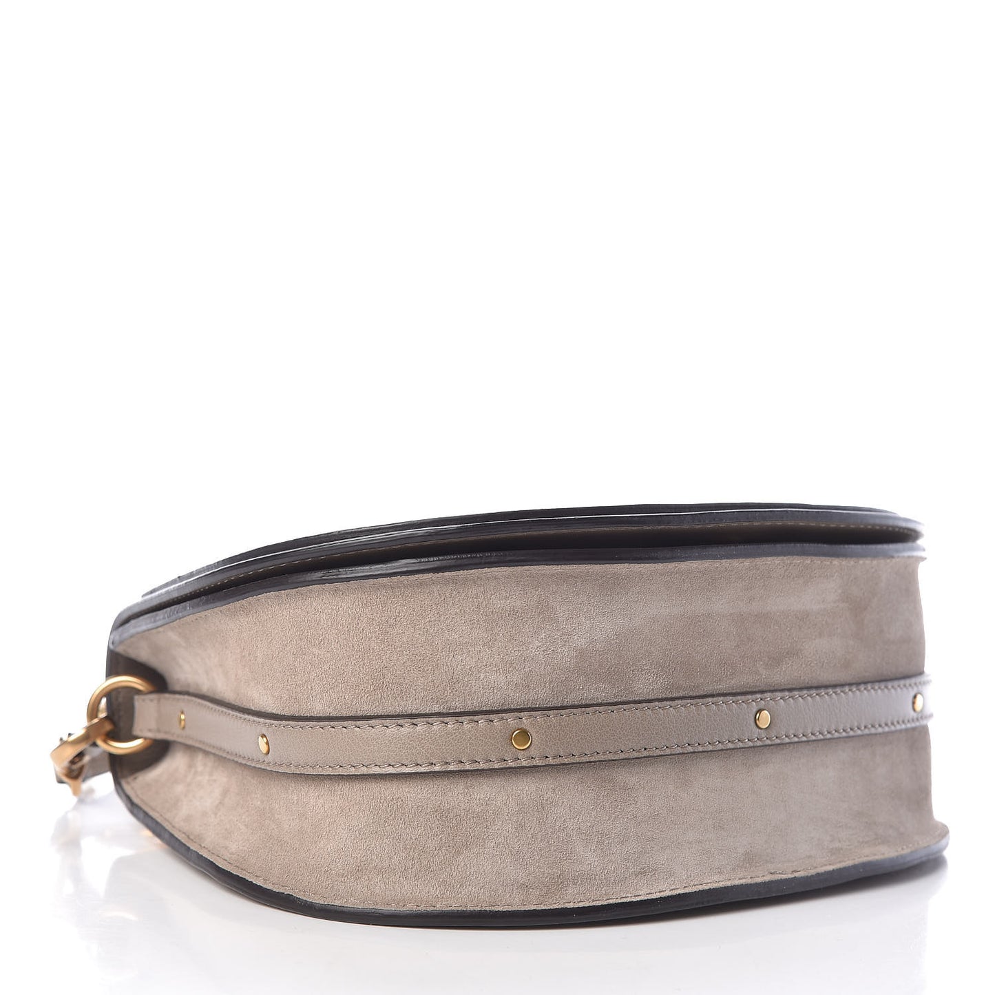 Calfskin Suede Medium Nile Bracelet Bag Motty Grey
