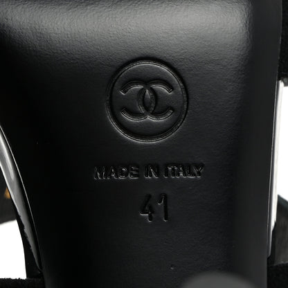 Chanel Kid Suede Pearl Sandals 41 Black 8 of 8