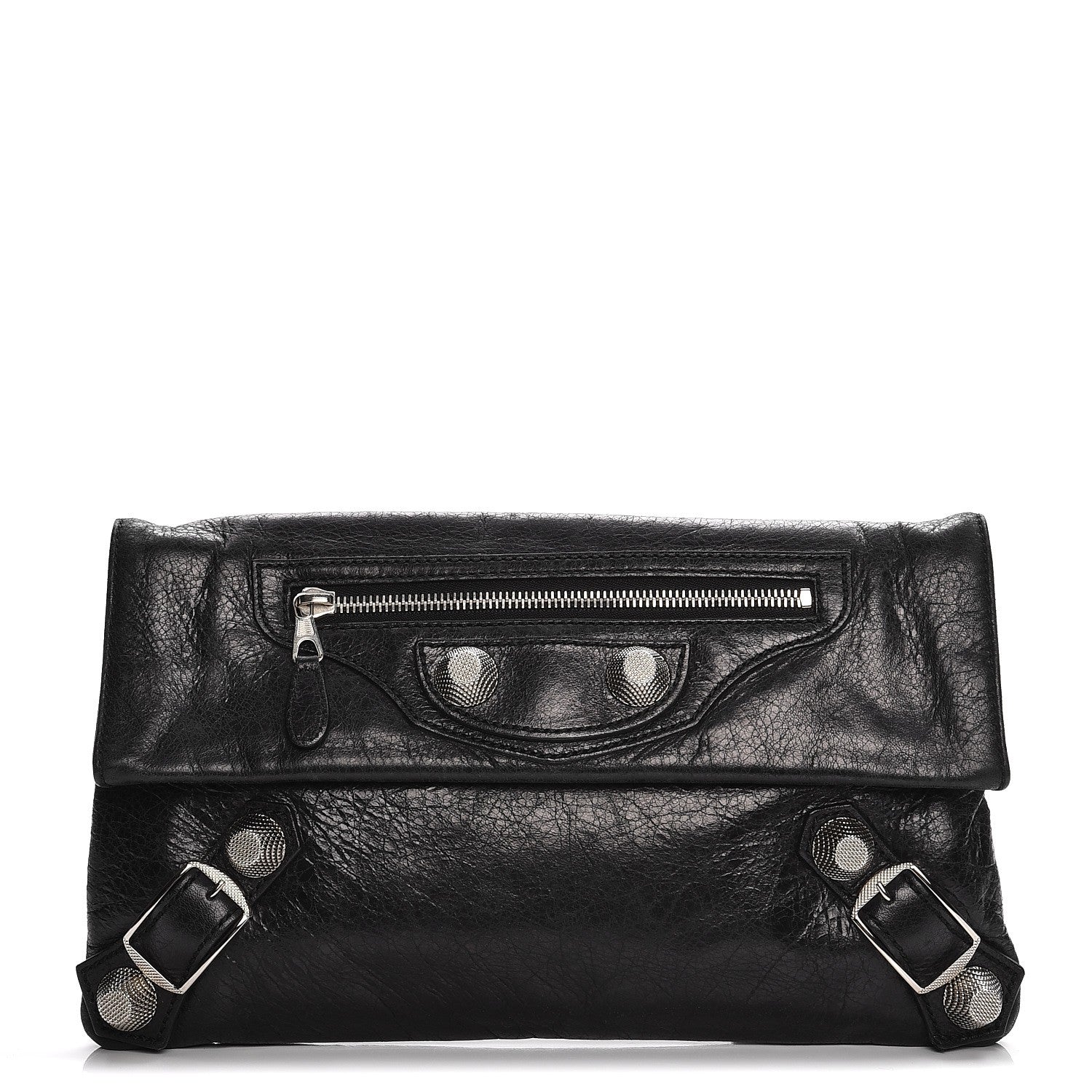Balenciaga Agneau Giant 21 Silver Hardware Envelope Clutch Black 1 of 10