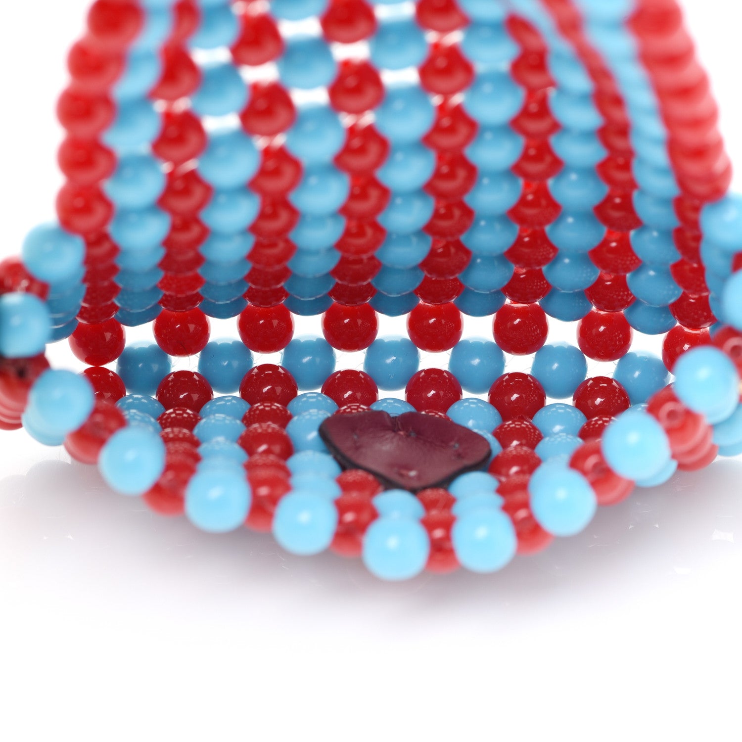 Fendi Glass Beaded Mini Pico Baguette Charm Red Blue 5 of 7