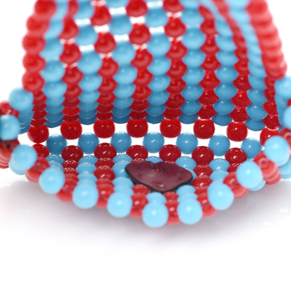 Fendi Glass Beaded Mini Pico Baguette Charm Red Blue 5 of 7