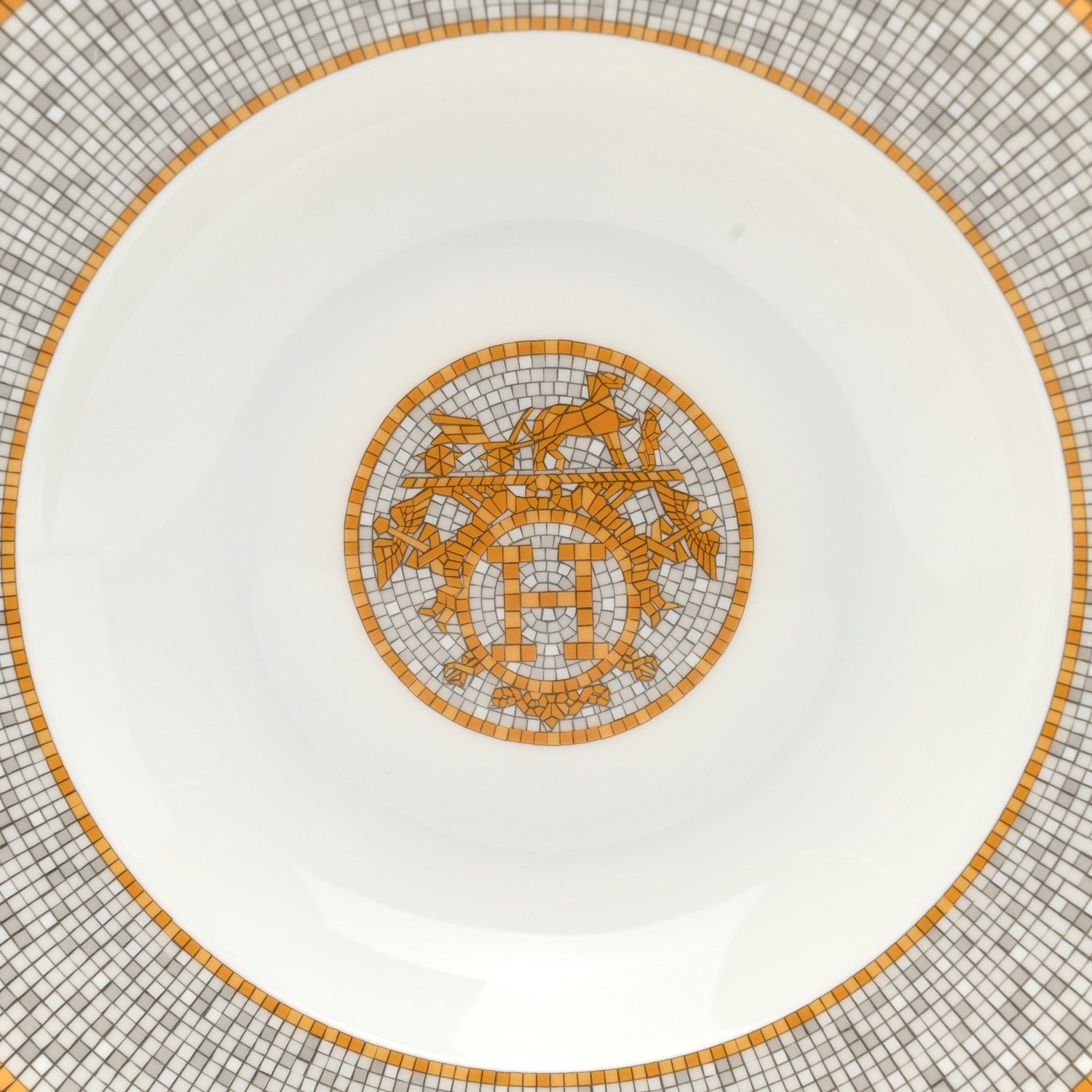 Hermes Porcelain Mosaique Au 24 Platine Soup Plate Set of 2 5 of 7