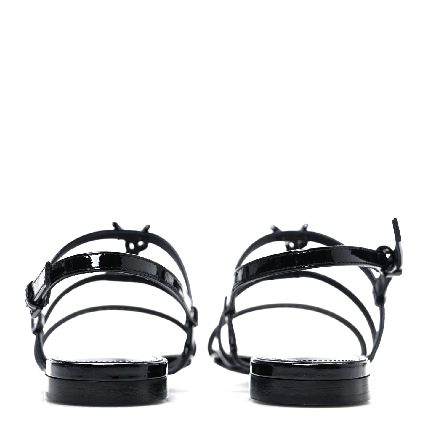 Patent Calfskin Cassandra Monogram Sandals 35 Black