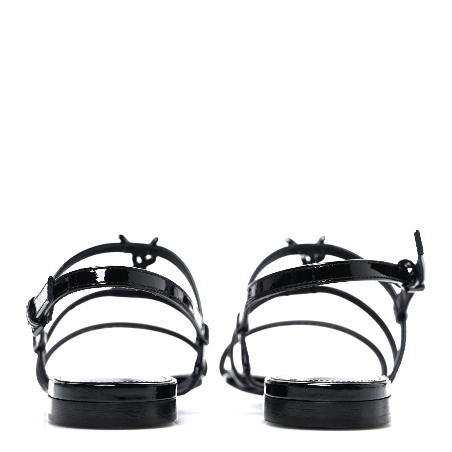 Saint Laurent Patent Calfskin Cassandra Monogram Sandals 35 Black 6 of 11