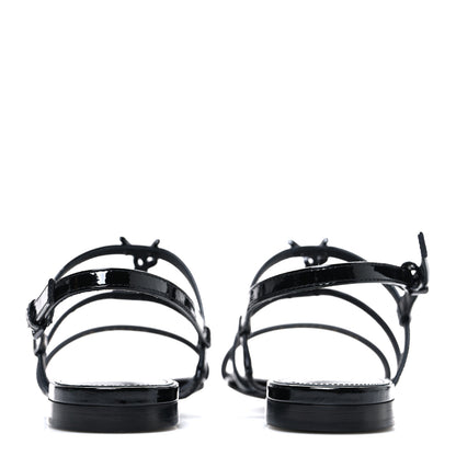 Saint Laurent Patent Calfskin Cassandra Monogram Sandals 35 Black 6 of 11