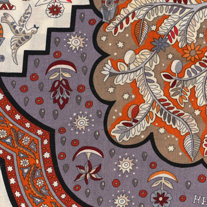Hermes Cashmere Silk Aux Portes Du Palais Shawl 140 Black Beige Rouge 6 of 6