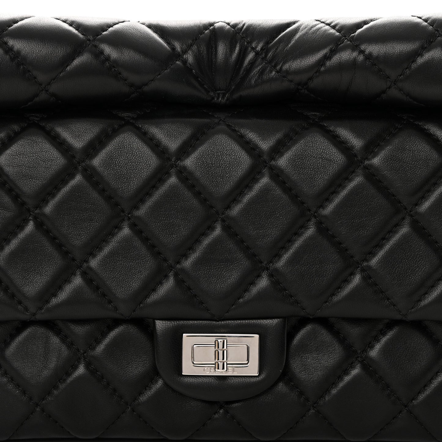 Lambskin Quilted Large Roll 2.55 Reissue Clutch Black