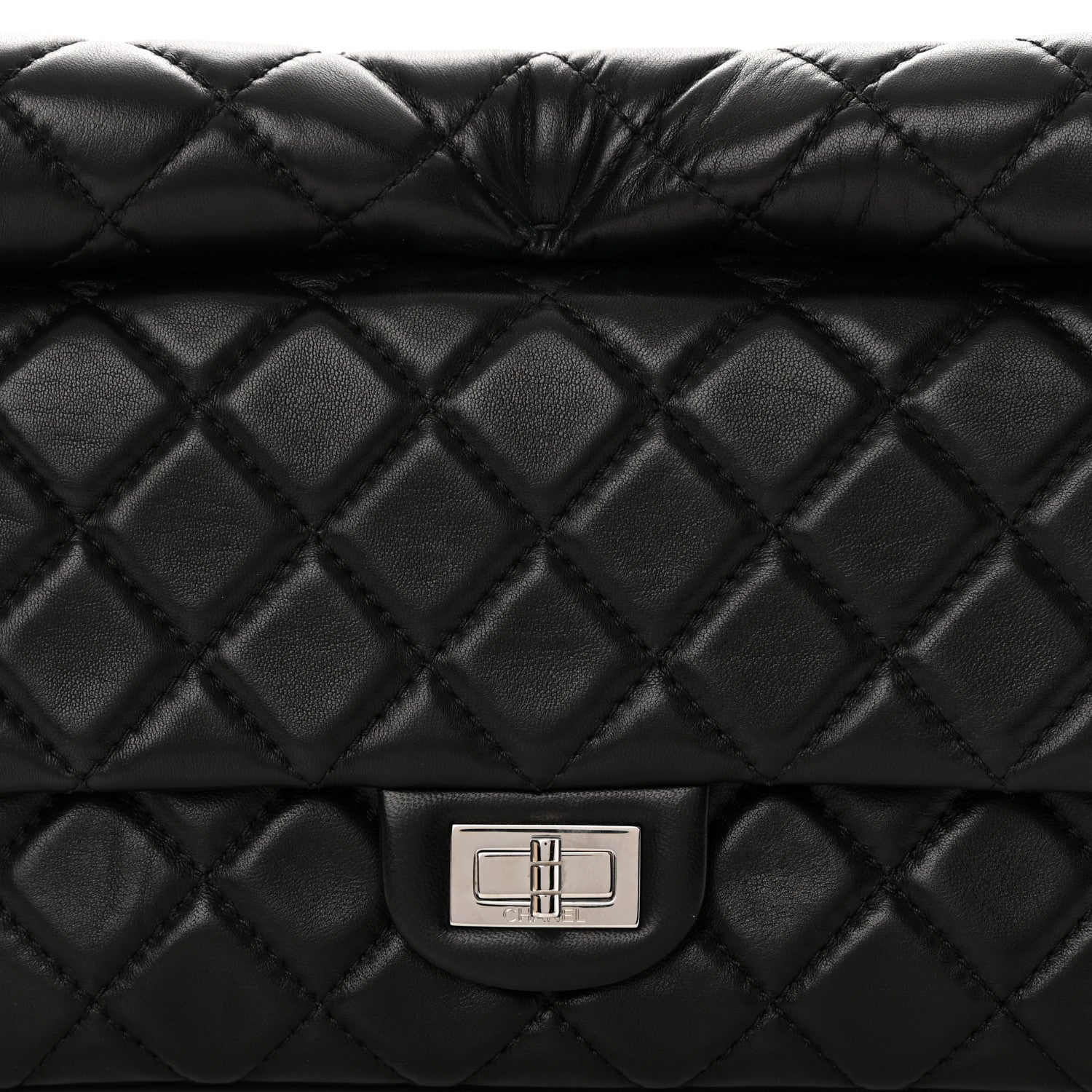 Chanel Lambskin Quilted Large Roll 2.55 Reissue Clutch Black 8 of 13