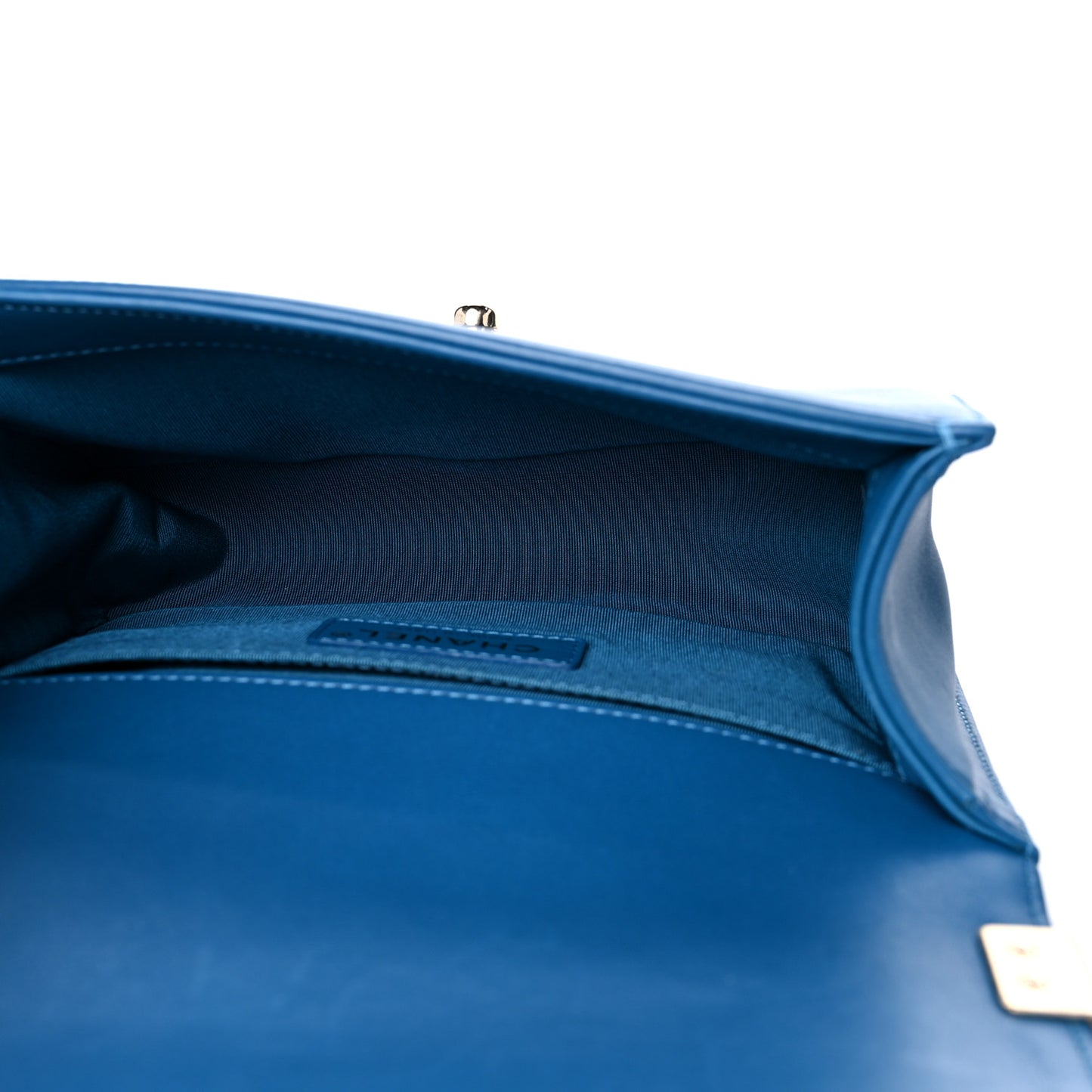 Calfskin Quilted Small Boy Flap Blue