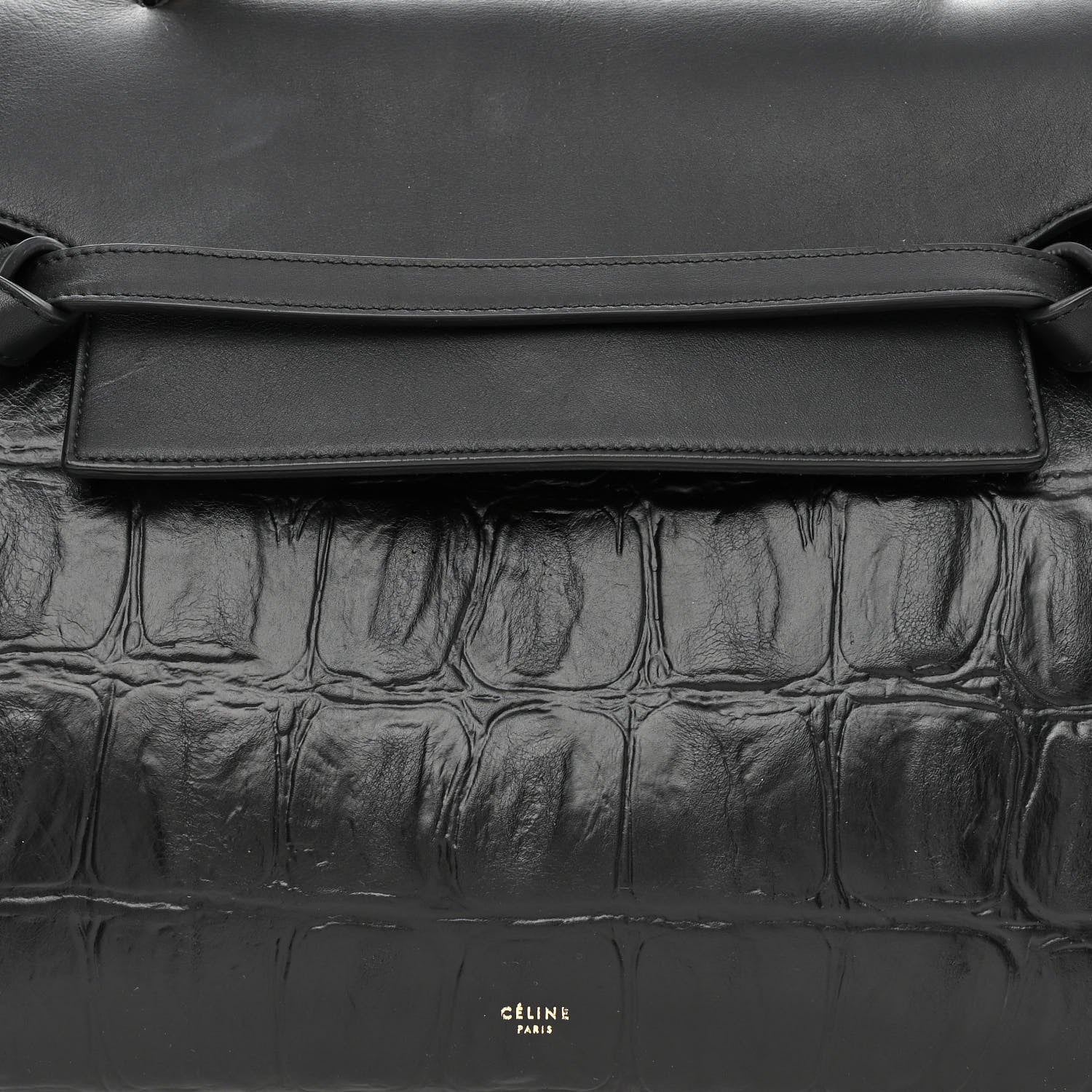 Celine Calfskin Crocodile Embossed Small Belt Bag Black 8 of 10