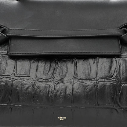 Celine Calfskin Crocodile Embossed Small Belt Bag Black 8 of 10
