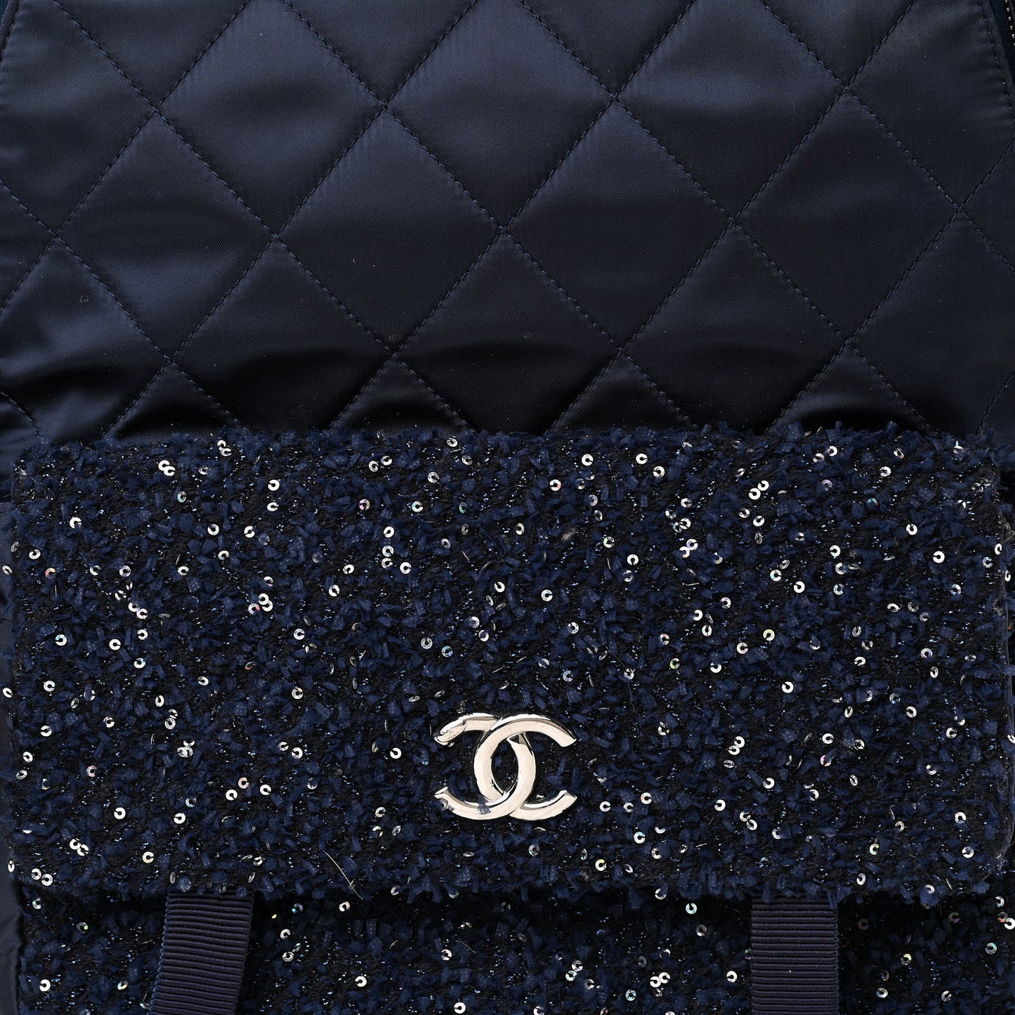 Tweed Nylon Quilted Astronaut Essentials Backpack Navy