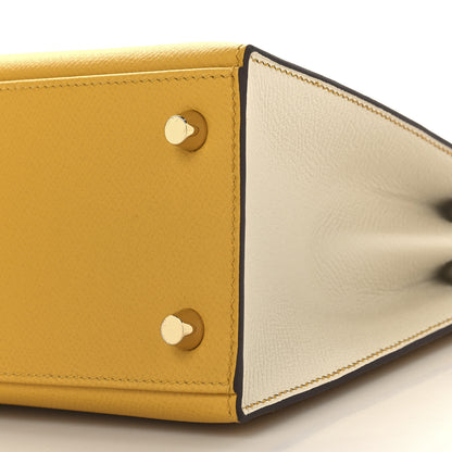 Hermes Epsom Bi-Color Horseshoe Kelly Sellier 25 Jaune Ambre Craie 10 of 11