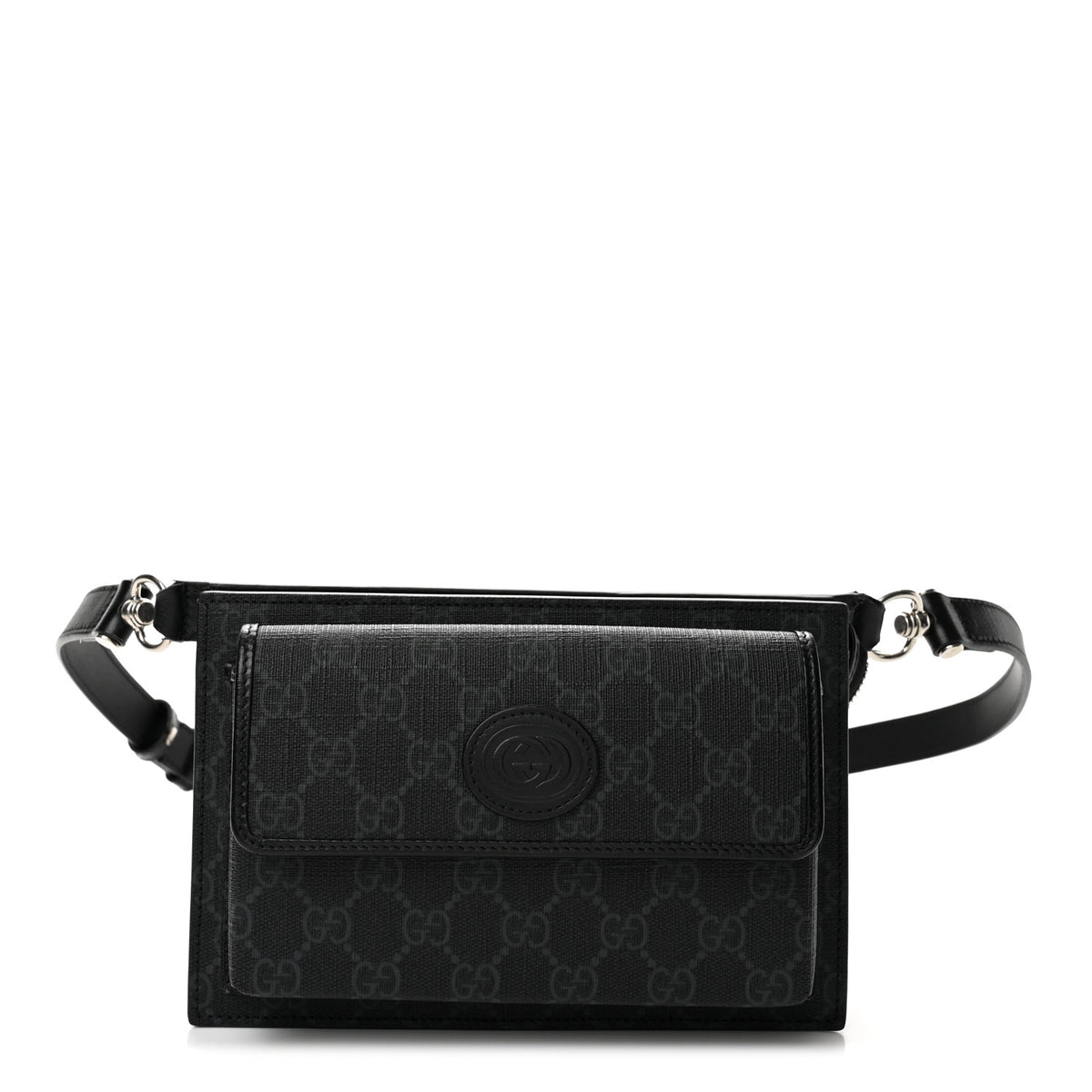 GG Supreme Monogram Canvas Interlocking G Belt Bag Black