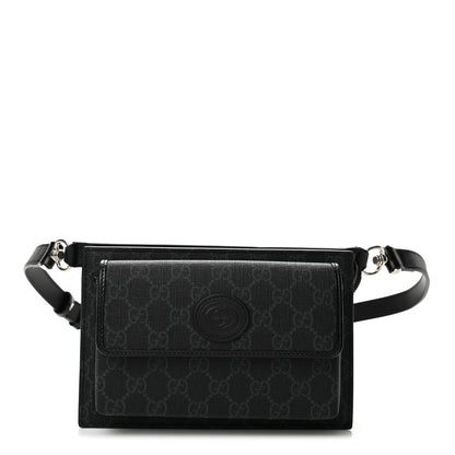 Gucci GG Supreme Monogram Canvas Interlocking G Belt Bag Black 1 of 12