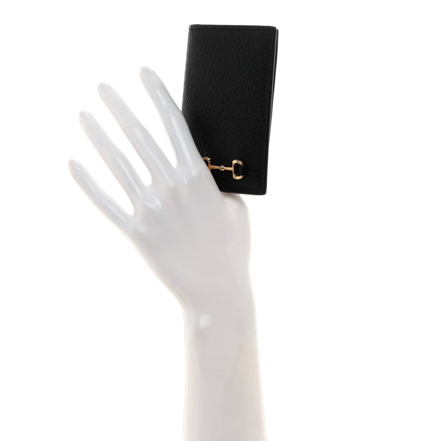 Gucci Textured Dollar Calfskin Horsebit Card Holder Black 2 of 8