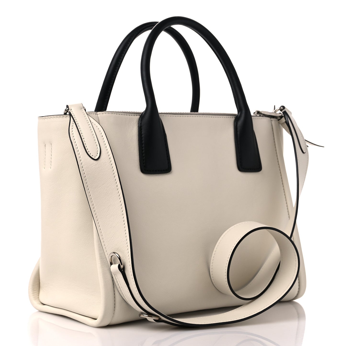 Calfskin Studded Concept Top Handle Bag White