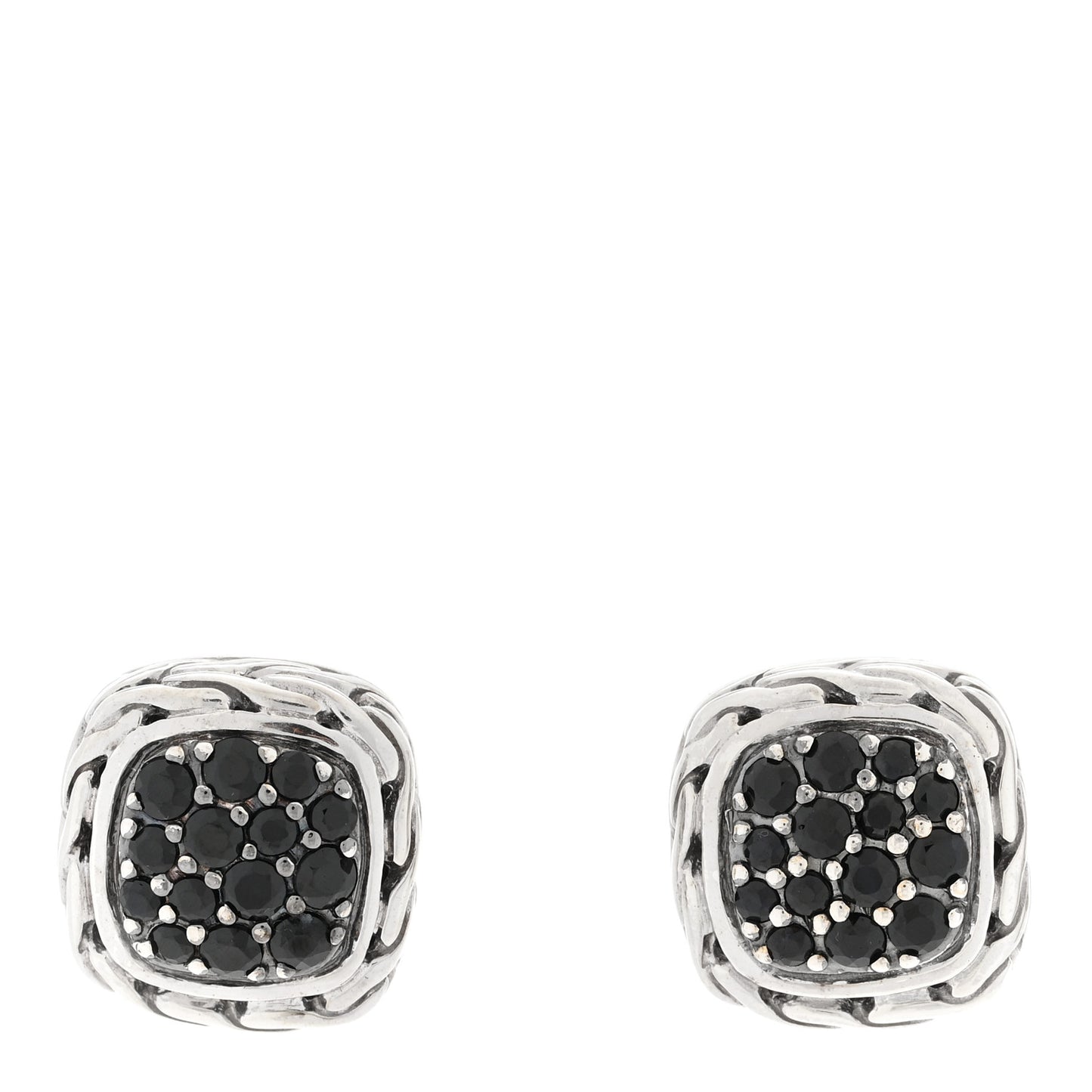 Sterling Silver Black Sapphire Classic Chain Square Earrings