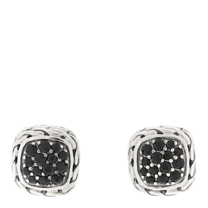 John Hardy Sterling Silver Black Sapphire Classic Chain Square Earrings 1 of 4