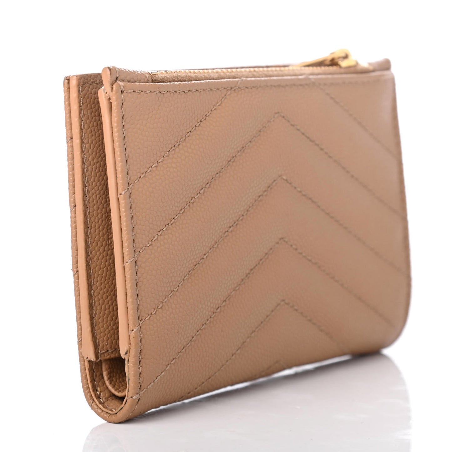 Grain De Poudre Matelasse Chevron Monogram Zipped Two-Part Wallet Cork