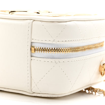 Chanel Lambskin Quilted Golden Plate Clutch With Chain White 10 of 11