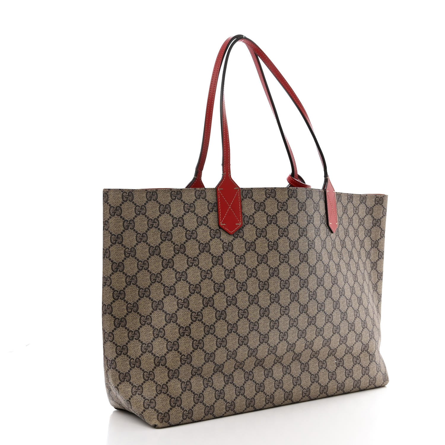 Gucci GG Supreme Monogram Large Reversible Tote Beige Red 4 of 16