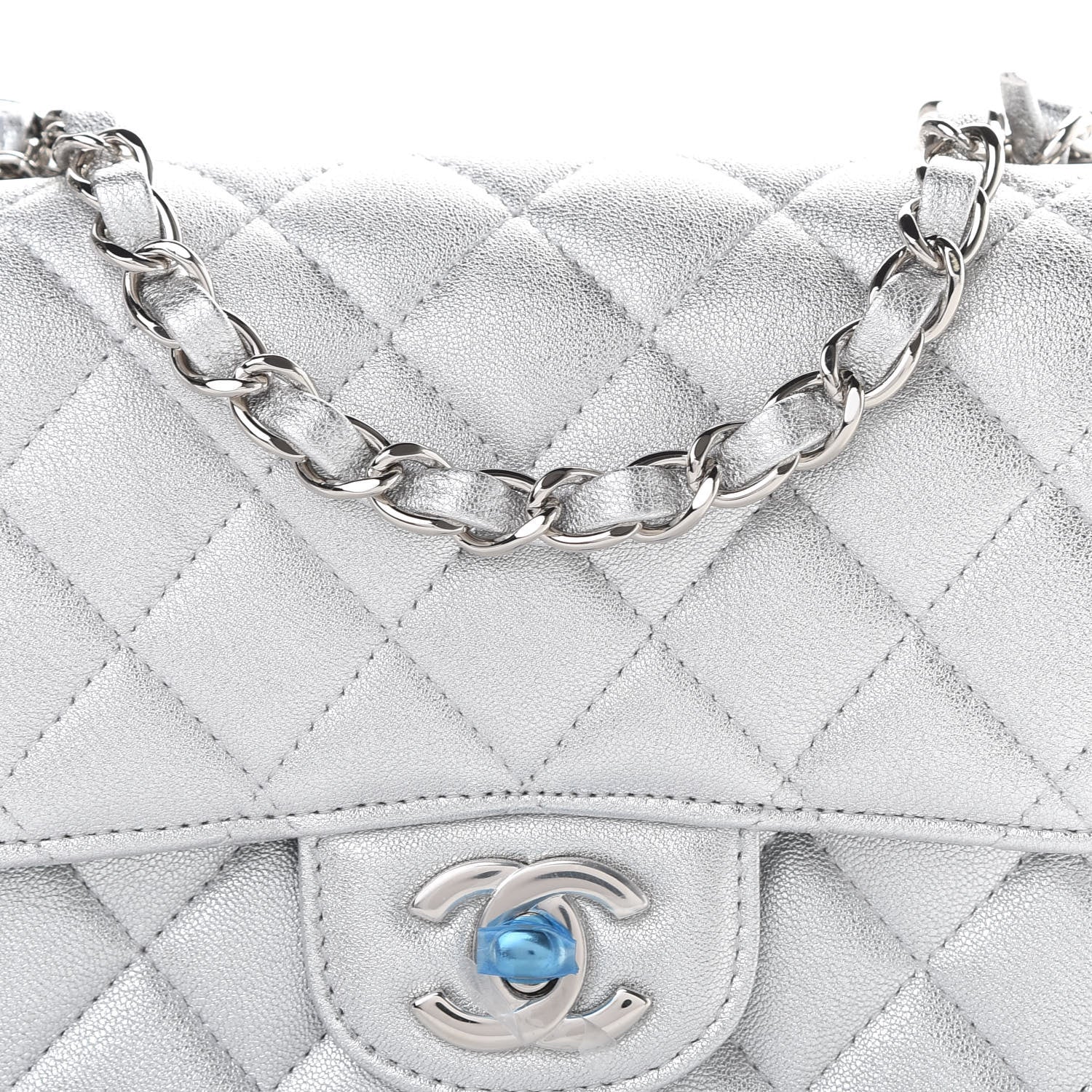 Chanel Metallic Lambskin Quilted Mini Square Flap Silver 8 of 11