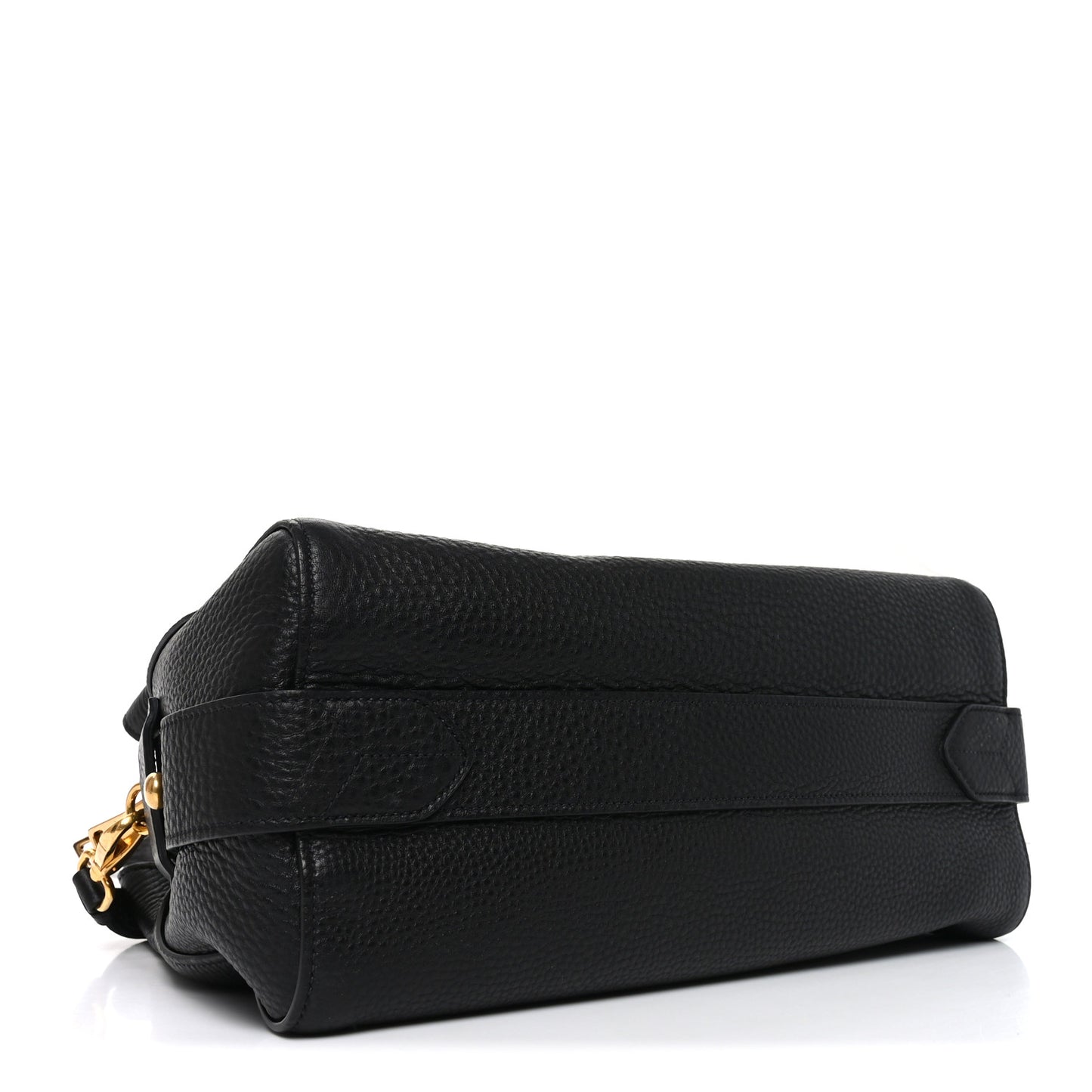 Vitello Daino Soft Zippered Top Handle Bag Black