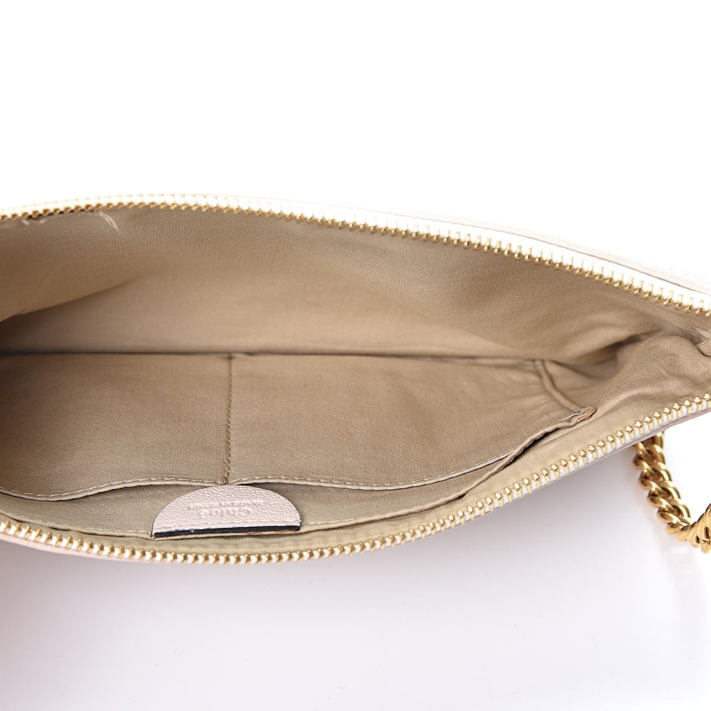 Metallic Calfskin Patchwork Chain Wallet White Pink