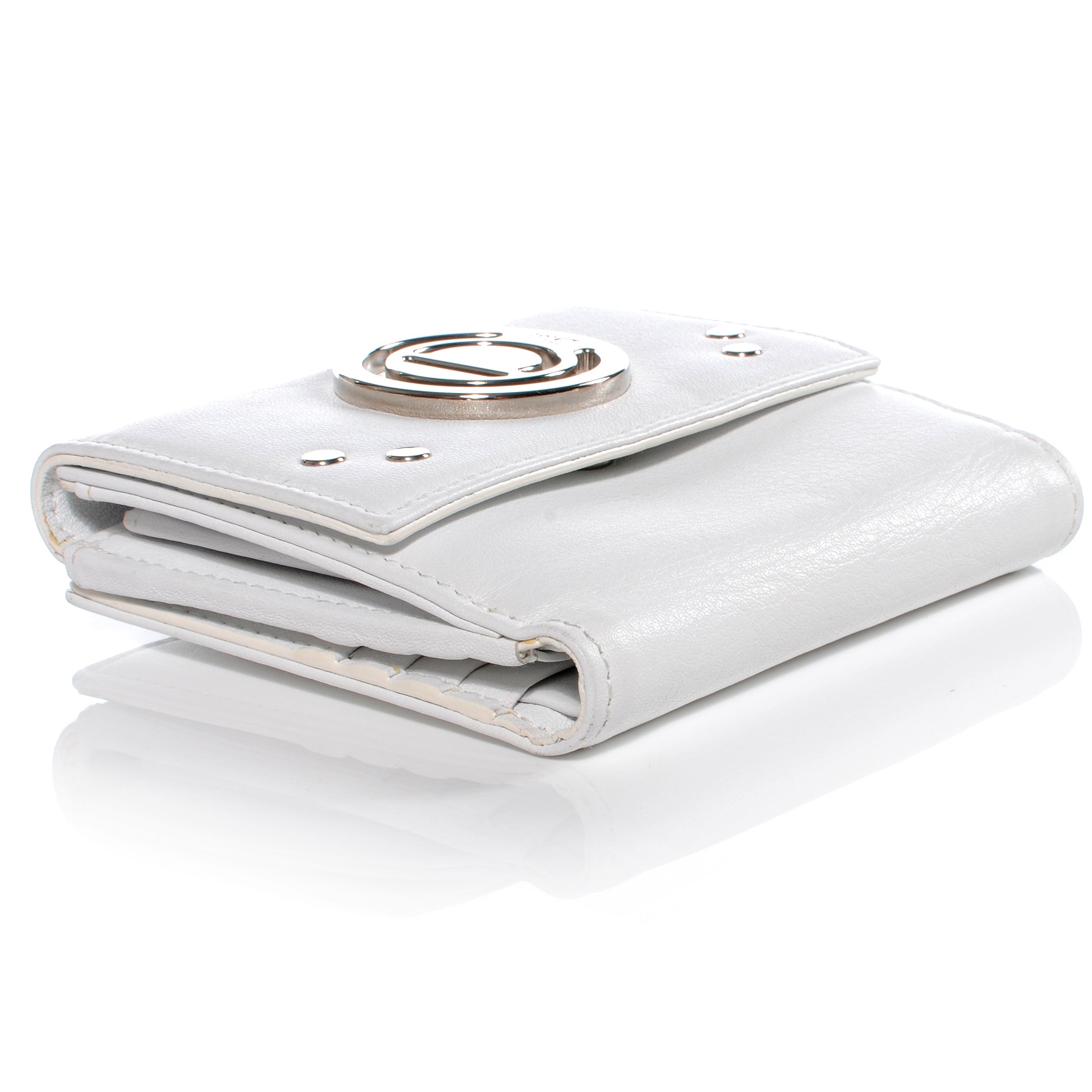 Christian Dior Leather Compact Wallet White 3 of 7