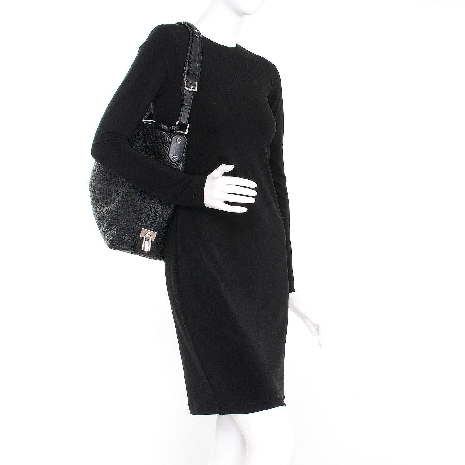 Louis Vuitton Monogram Lambskin Antheia Hobo PM Black 2 of 7