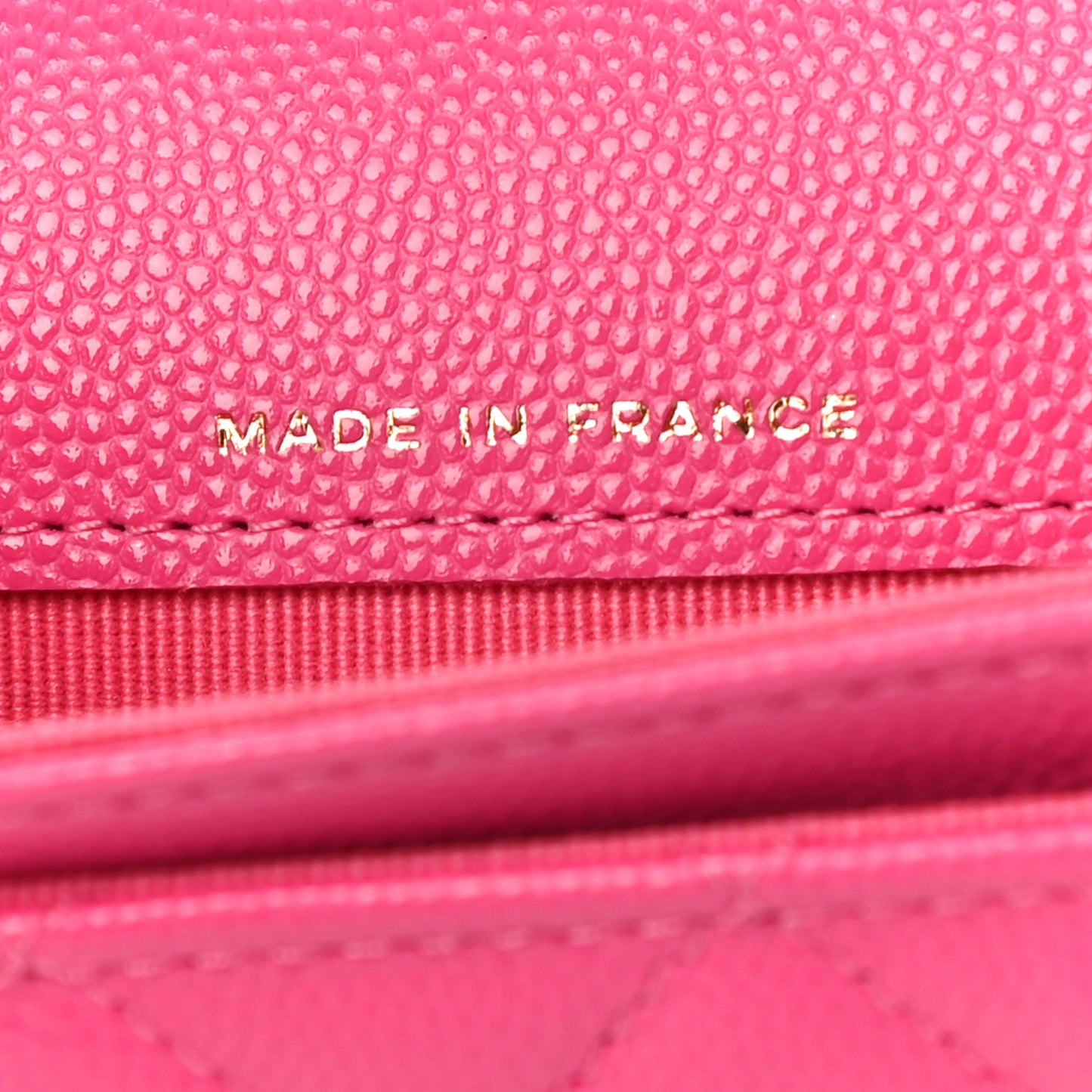 Caviar Quilted Flap Card Holder Wallet Dark Pink