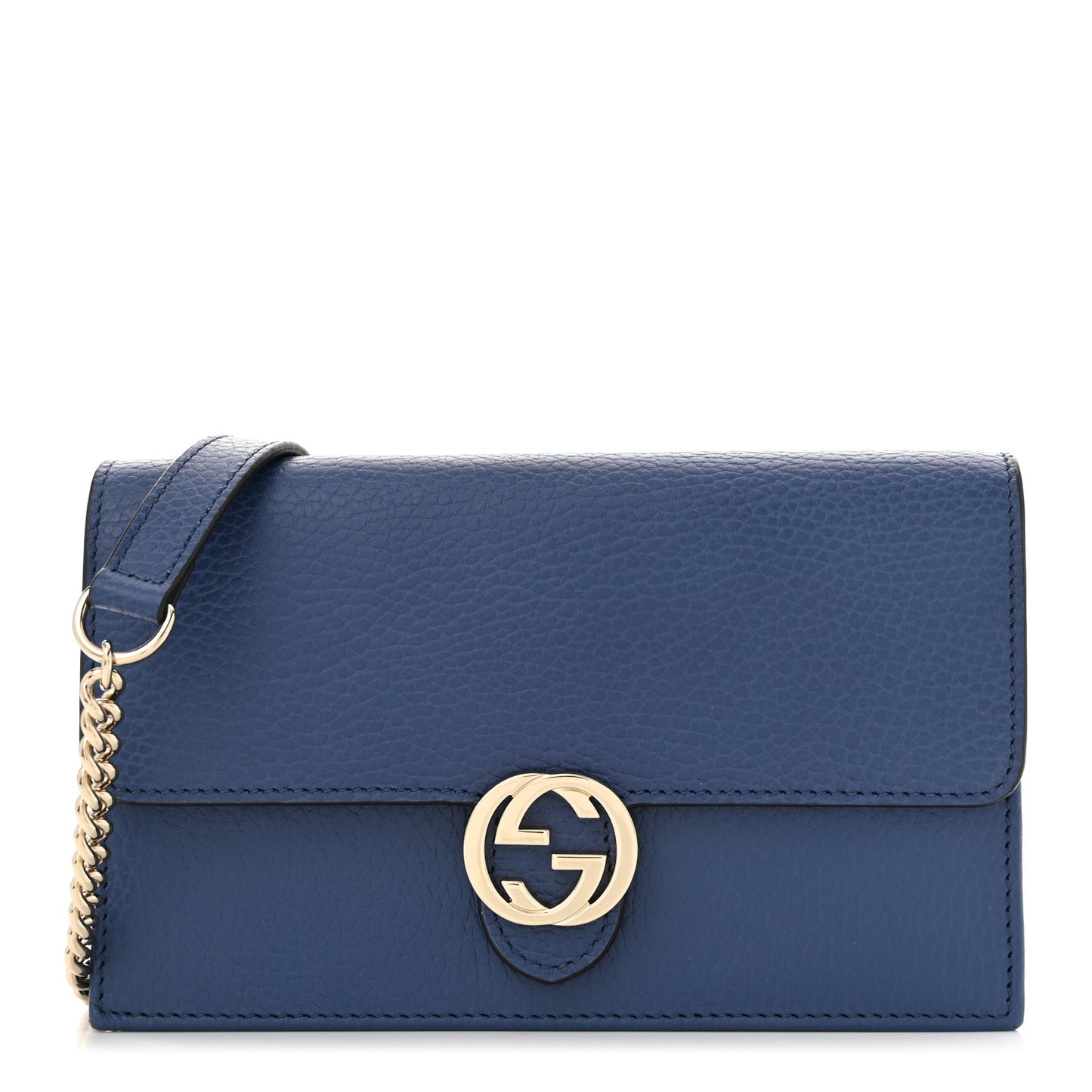 Dollar Calfskin Interlocking G Chain Wallet Caspian