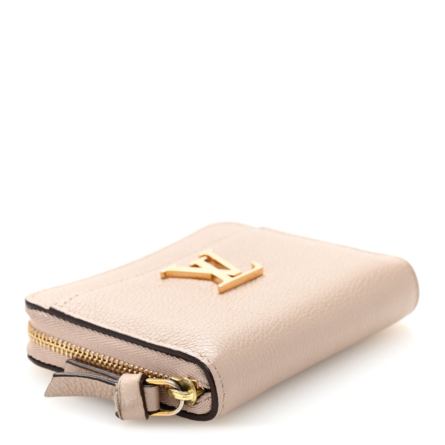 Calfskin Lockme Zippy Coin Purse Greige