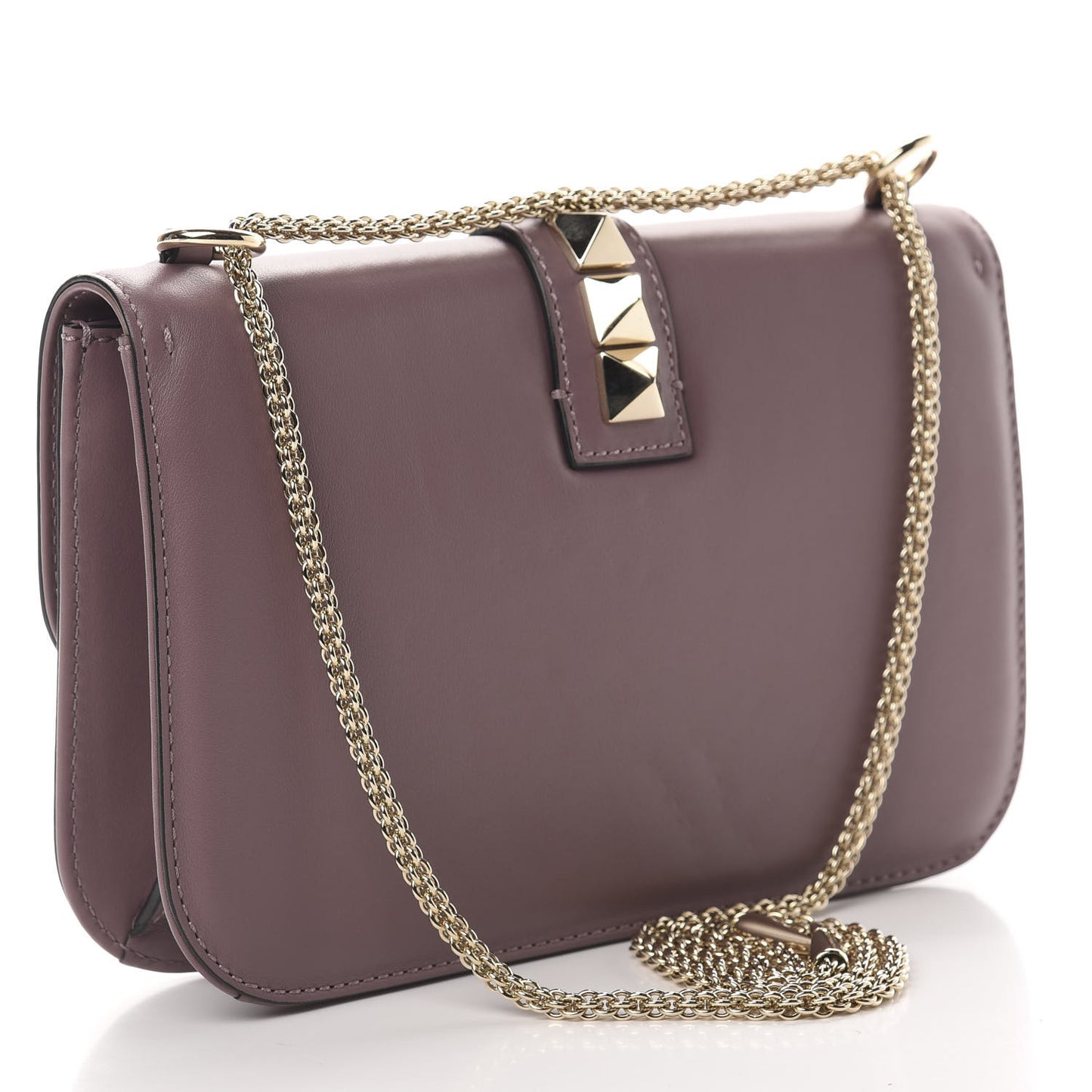 Vitello Medium Glam Lock Rockstud Flap Dark Mauve