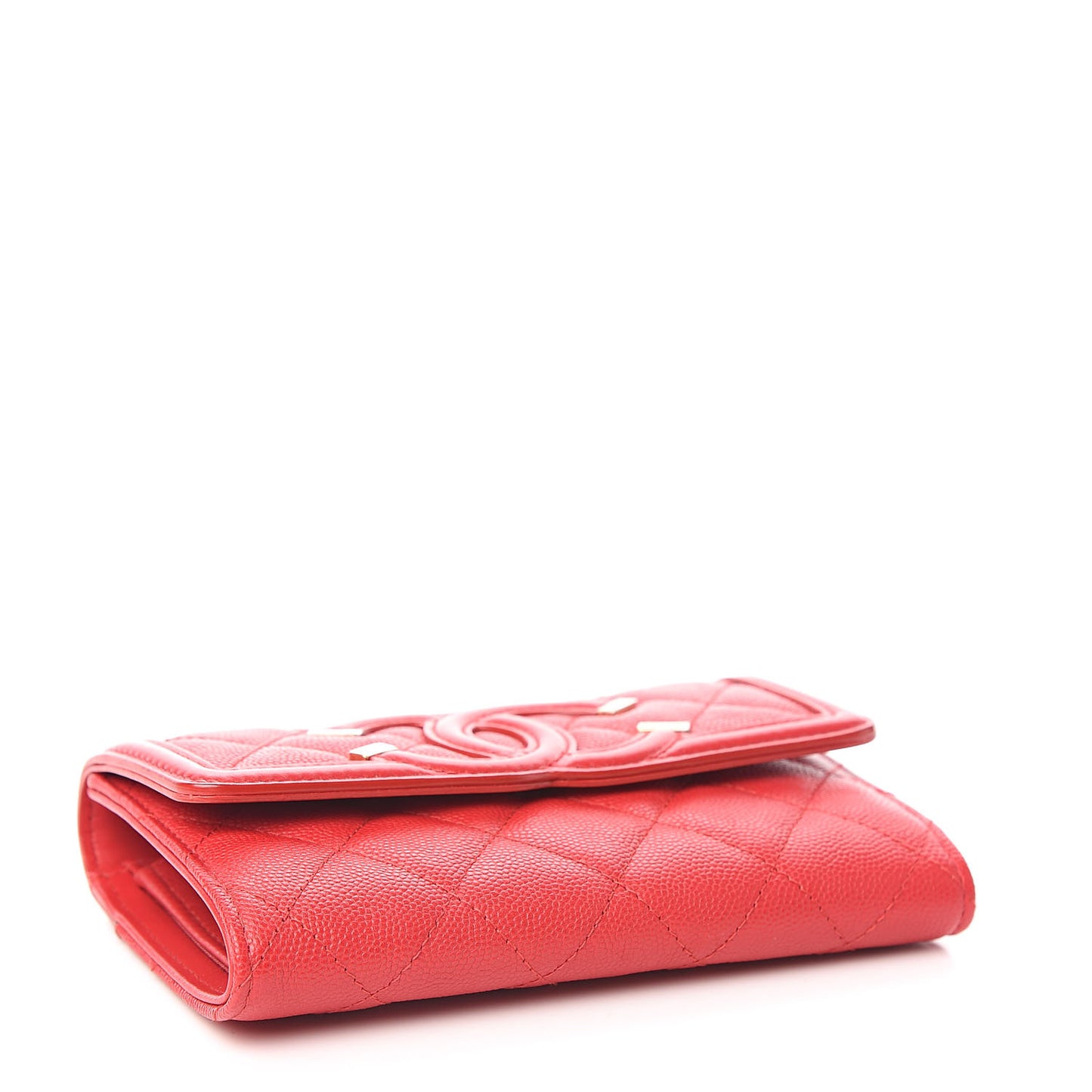 Caviar Quilted Medium Filigree Flap Wallet Red
