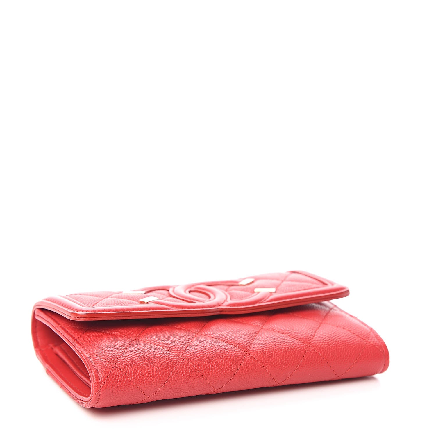 Chanel Caviar Quilted Medium Filigree Flap Wallet Red 4 of 9