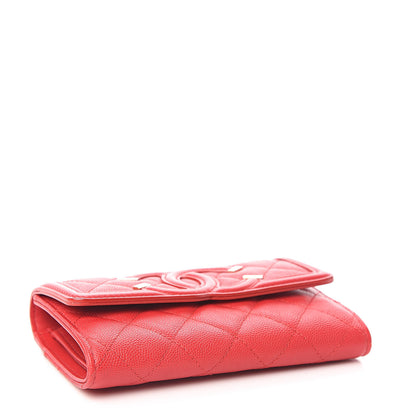Chanel Caviar Quilted Medium Filigree Flap Wallet Red 4 of 9
