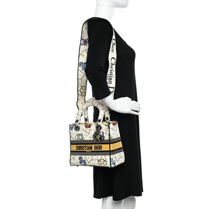 Christian Dior Canvas Pixel Zodiac Embroidered Medium Lady D-Lite Ecru Multicolor 2 of 10