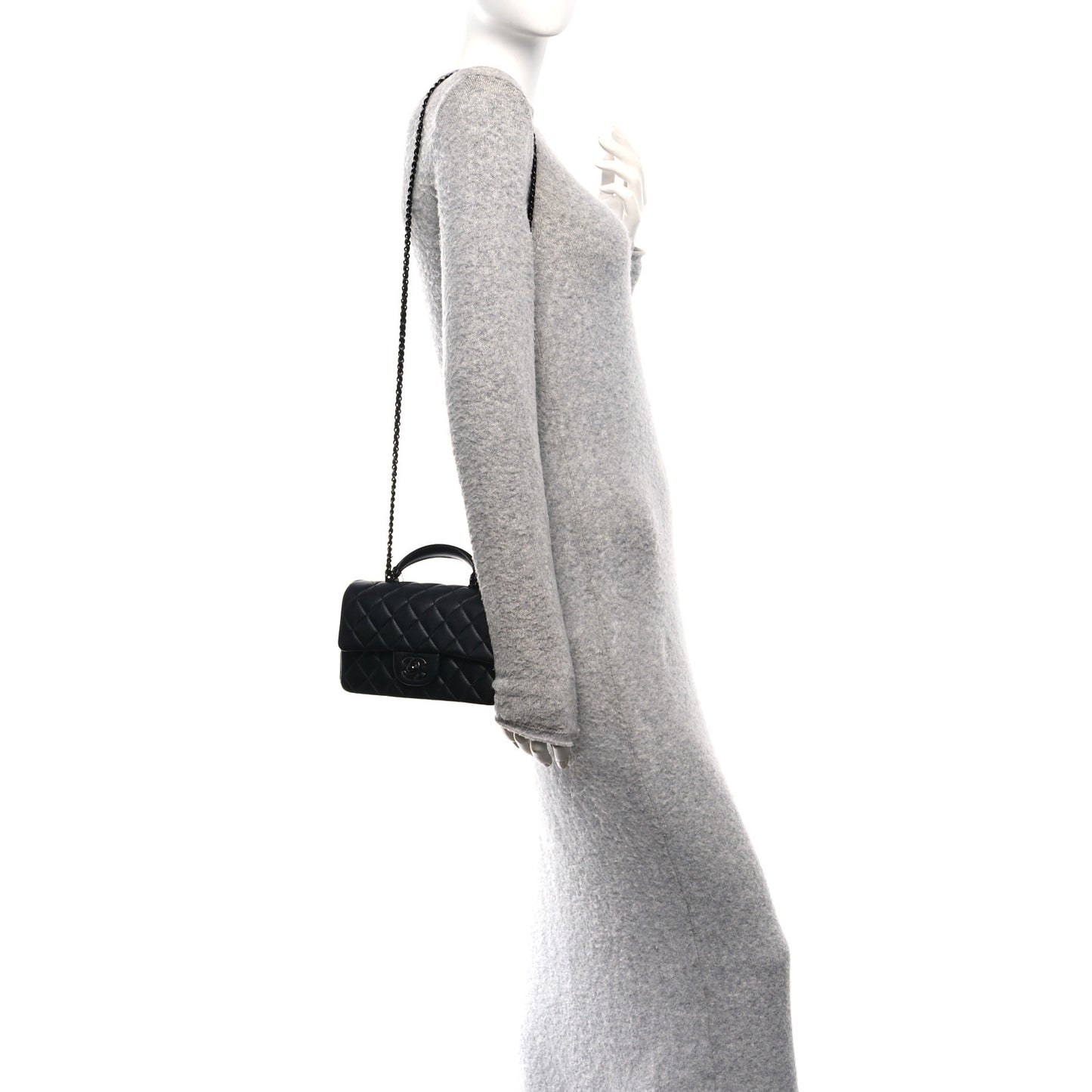 Lambskin Quilted Mini Top Handle Rectangular Flap So Black So Black